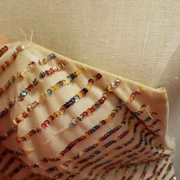 Short ivory multicolored beaded formal dress - Picture 7 of 7